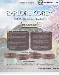 Korean Muslim Tour , Explore Korea, Fantastic, Seoul, Mt Sorak, Nami Island, Gyeongbok Palace & National Gingseng Museum , Berangkat 6,8,20,21,23 Juni 2025 , 09, 23 Juli 2025, 14 Agt 2025, 10 September 2025